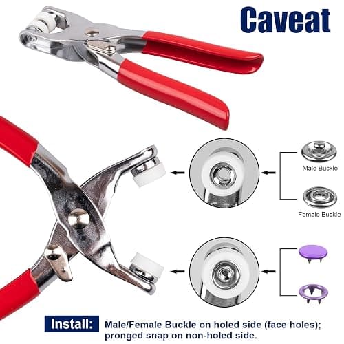 Siziviki 200 Set Snap Button Kit - 9.5mm 10 Colors Snaps for Fabric - Fastener Pliers & Snap Fastener Tool - 100 Hollow & 100 Solid - Suitable for DIY, Sewing, Crafting thumbnail 3