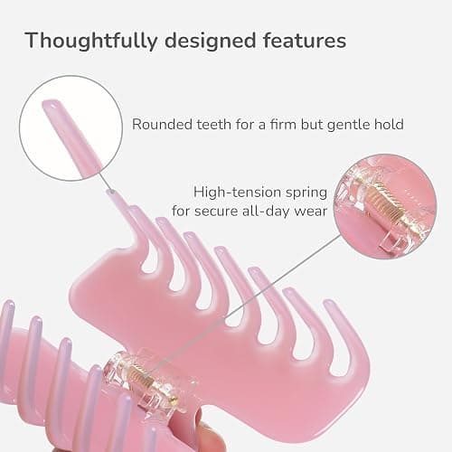 Emma Lily 3.9-Inch Large Premium Acetate Rectangle Claw Clip - Light Pink, Non-Slip Strong Hold for Thick Hair, Gifts for Women, 1 Pack thumbnail 6