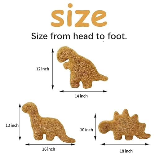 3 Packs Dino Nugget Pillow Plush, 18 inches Dinosaur Chicken Nugget Pillow Stuffed Animal Plush Toy, Dino Nugget Dinosaur Party Decoration Birthday Christmas Valentines Day Gift for Kids Boys Girls thumbnail 3