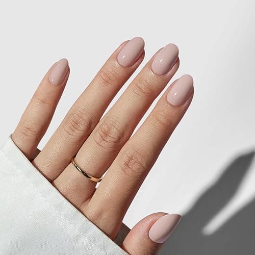 BTArtbox Press On Nails Oval - Soft Gel Press on Nails Oval Nails Fake Nail with Nail Glue, Fit Perfectly, Reusable Glue On Nails in 16 Sizes, Taro Milkshake - A1-Taro Milkshake thumbnail 4
