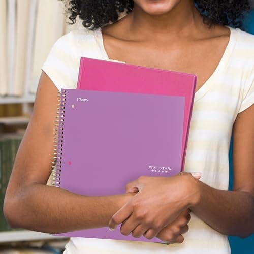 Five Star Spiral Notebook + Study App, 1 Subject, Wide Ruled Paper, 8" x 10-1/2", 100 Sheets, Fights Ink Bleed, Water Resistant Cover, Amethyst Purple (72351) thumbnail 7