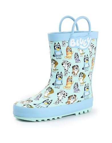 Bluey Unisex Kids Light Blue Character Print Storm Boots with Handles Merch - Image 1