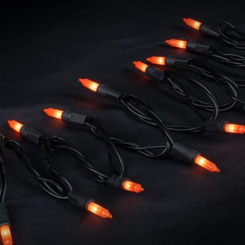 Dazzle Bright Orange Halloween Mini Lights, 20FT 100 Count Waterproof Incandescent Lights Plug in, Connectable Halloween Decorations for Indoor Outdoor Party Yard thumbnail 7