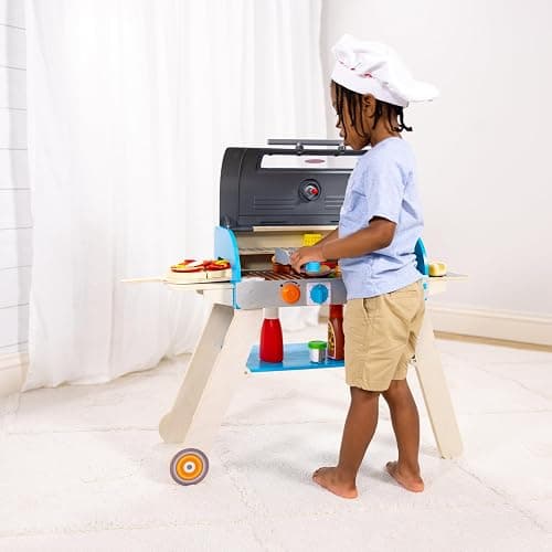 Melissa & Doug Deluxe Wooden Barbecue Grill, Smoker & Pizza Oven, Toy Food & Kids Play Kitchen Accessories, Preschool Learning Toys for Girls & Boys 3+ - FSC Certified thumbnail 5