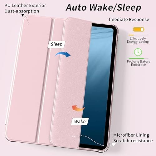 Kenke New iPad Pro 11 Inch Case 4th/3rd/2nd/1st Generation 2022/2021/2020/2018 with Built-in Left Side Pencil Holder, Hard Frosted Back Cover & Colored Edge (Pink) thumbnail 3