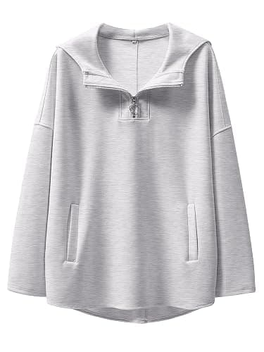 ANRABESS Womens Oversized Hoodie Quarter Zip Sweatshirts 2025 Fall Winter Tunic Pullover Top Trendy Teen Girls Preppy Clothes - Image 1