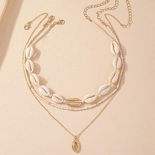 YANCHUN Shell Necklace Beach Jewelry for Women Sea Shell Necklace Layered Gold Shell Charm Necklaces Summer Outfits for Women Beach Fashion Accessories thumbnail 8