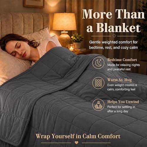 L'AGRATY Weighted Blanket for Adults 15lbs, 48"x72", Dark Grey Twin Full Size Heavy Throw Blanket, Cooling, Breathable, Microfiber with Glass Beads, Big, Washable, All-Season thumbnail 2