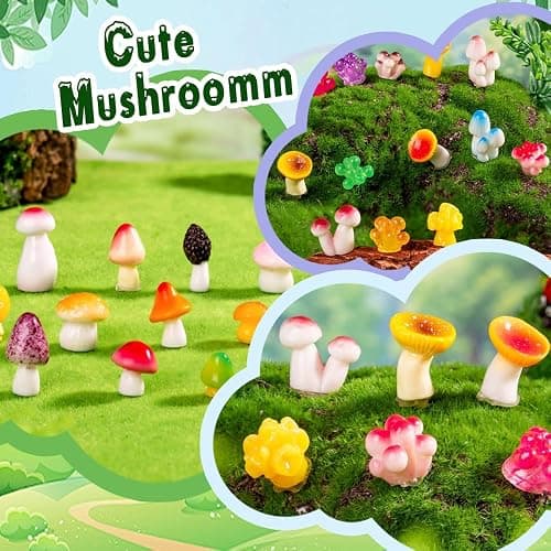 DIYDEC 80pcs Mini Resin Mushroom 80 Style Miniature Mushrooms Figures to Hide Small Tiny Resin Mushrooms Bulk for Dollhouse Decor Micro Fairy Garden Landscape Aquarium Tiny Party Favor Toys thumbnail 3