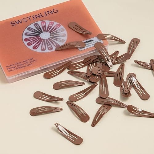 120 Pack Brown Metal Snap Hair Clips - Non-Slip Hairpins Barrettes for Women & Girls, Secure Braids, Updos, Buns - Durable & Lightweight (Plastic Storage Box Included) thumbnail 4