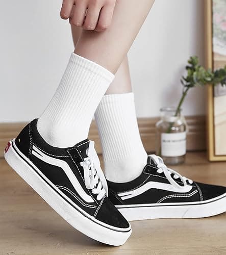DOKUTOKU 3-12 Pack Womens Crew Socks Size 6-9 Light Weight Thin Casual Calf Socks thumbnail 2