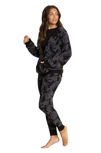 Barefoot CozyChic Ultra Lite Camo Joggers for Women, Gym Track Bottoms - Small - Indigo Multi thumbnail 2