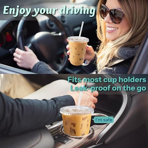 Homestockplus 15 oz Clear PET Plastic Cups with Lids and Straws - 100 Pack Leak-Proof Disposable Plastic Coffee Cups Iced Coffee Cups for Smoothies, Bubble Tea & To-Go Cold Drinks thumbnail 6