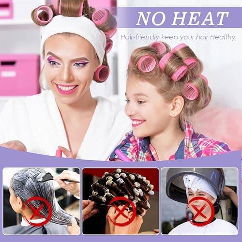 5 Size Hair Rollers, 72Pcs Roller Set, Hair Curlers for Blowout Look Long, Short Hair, Jumbo Large Big Small 30 Hair Rollers, 40 Roller Clips, Tail Comb, Storage Bag thumbnail 6