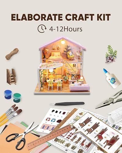 DIY Miniature House Kit, Mini House Kit for Beginners, Mayberry Street Miniatures, Model Building Craft Diorama Kit, Ideal Gifts for Birthday, Christmas(Sweet Time) thumbnail 5