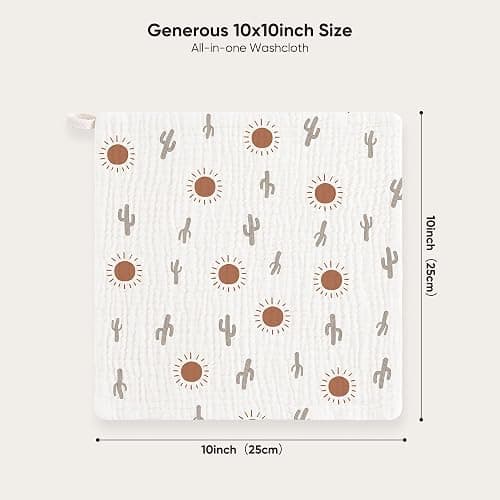 bearmoss Muslin Squares Cloths 100% Cotton Baby Burp Cloth 25x25CM Large Ultra-Absorbent Burp Cloth Soft Baby Face Towel for Newborn Baby Boy and Girl, 10Pack (Dreamland) thumbnail 3
