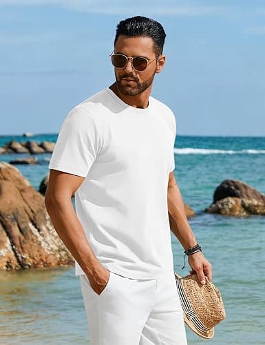 Cotrasen Mens T-Shirts Short Sleeve Cotton Crew Neck Lightweight Moisture Wicking Casual Soft Basic Plain Tee Shirts thumbnail 3
