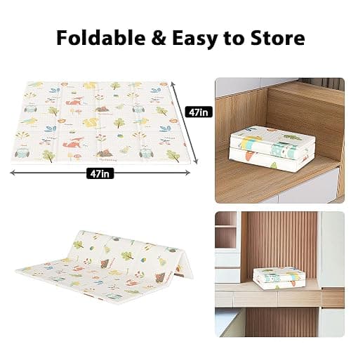 XVISHX Baby Play Mat, 50 x 50 Inch Play Mat Perfect for Use Baby Playpen, Foldable Baby Foam Playmat for Floor, Portable Waterproof Activity PlayMats for Babies, Infants and Toddlers thumbnail 6