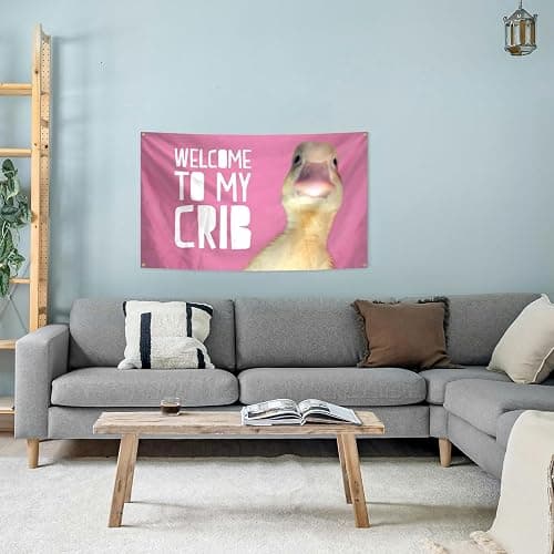 Welcome To My Crib Flag 3x5 Ft Pink Funny Flag with Brass Grommets for Man Cave College Dorm Bedroom Gift Home Decor thumbnail 2