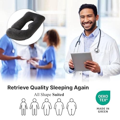 ALLOPERA Pregnancy Pillow, Full Body 57 Inch Maternity Pillow with Removable Washable Cover - Sleep Support for Legs, Back, Neck, Shoulder, HIPS, Belly for Pregnent Women, Black Grey Velvet Cover thumbnail 7