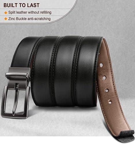 BULLIANT Men's Belt,Reversible Belt Adjustable For Gift Men 1.25”-Cut For Fit-2 Sides in 1 Belt(Not 2) thumbnail 4