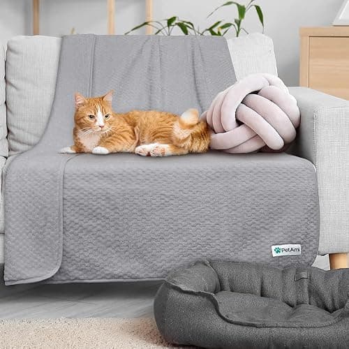 PetAmi Waterproof Dog Blanket, Leakproof Puppy Blanket for Small Medium Dogs, Furniture Sofa Couch Cover Protector, Fleece Pet Throw Indoor Cat Kitten, Reversible Washable Soft Plush, 29x40 Light Gray thumbnail 6