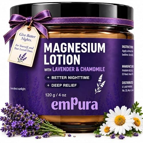 EMPURA Lavender Magnesium Lotion, Relaxing Gifts for Women, 4 Oz | Lavender & Chamomile Formula for Evening Massage, Legs & Feet – A Thoughtful Birthday Gift for Women - Image 1