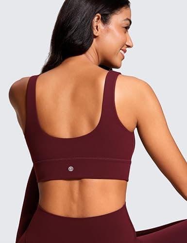 CRZ YOGA Womens Butterluxe U Back Sports Bra - Scoop Neck Padded Low Impact Yoga Clothes Workout Crop Top with Built in Pads thumbnail 3
