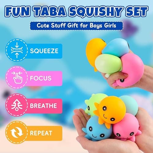 12 Pack Stress Balls , Cute Octopus Fun Squish Ball | Fidget Toys Bulk Squishy Squeeze Ball Set and Birthday Party Favors Toys thumbnail 5