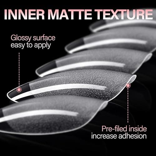 AILLSA Short Almond Nail Tips Pre-Shaped Acrylic Nail Tips Half Matte Full Cover Nails Tips Clear Gelly Press on Flase Tip Nail for Extension Nail Manicure Home DIY 240PCS 15Sizes thumbnail 4