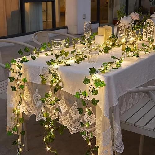 RECUTMS Artificial Ivy Vines 250 FT with 300 LED String Light Leaf Garland Fake Hanging Plants for Long Leaves Greenery Room Garden Office Wedding Wall Shower Patio Outdoor Indoor Decor (36 Pack) thumbnail 2