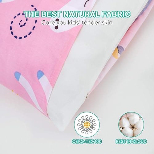 Cottonblue Toddler Pillow Set with Organic Cotton Pillowcase, Pink Unicorn, 14x19 inches, Machine Washable thumbnail 5