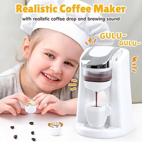 Kids Toy Kitchen Sets, Play Kitchen Accessories for Kids Ages 4-8 3-5, Kitchen Appliance Toys, Blender, Coffee Maker Machine, Mixer, Toaster, Pretend Play Toys for 4 Year Old Girls Toddlers, White thumbnail 3