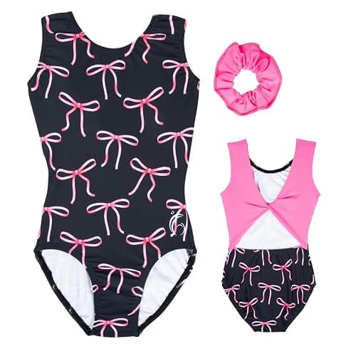 Garland Activewear Comfortable Open Back Gymnastics Leotards for Girls, Including Matching Scrunchie - Image 1