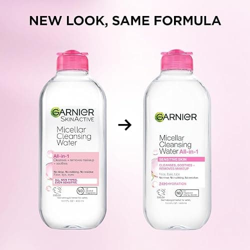 Garnier Micellar Water, Hydrating Facial Cleanser & Makeup Remover, Suitable for Sensitive Skin, Vegan, Cruelty Free, 13.5 Fl Oz (400mL), 2 Count thumbnail 8