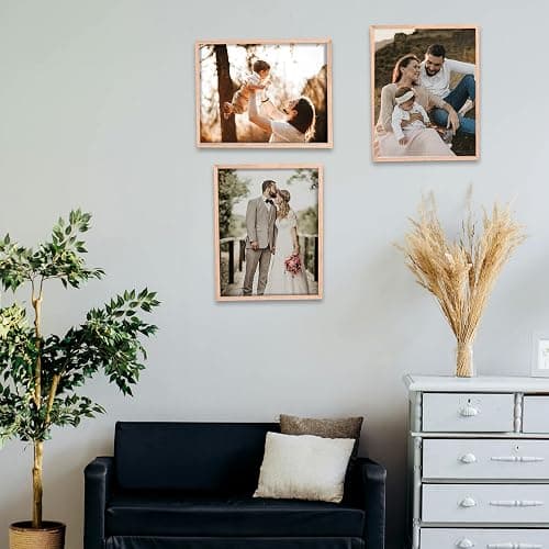 LYYYXGYP 8x10 Wood Picture Frame Set of 6 Wooden Photo Frame Natural Solid Oak Wood Grain Beige Frame with glass for Wall Hanging and Tabletop Display thumbnail 6