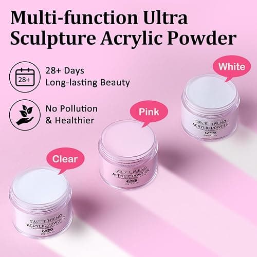 Acrylic Nail Kit with Drill: 20g Clear White Pink Acrylic Powder and Liquid Beginners Set - Professional Brushes Nail Tips Nail Supplies - Full Tools Extensions Starter for Women Home & Salon thumbnail 3