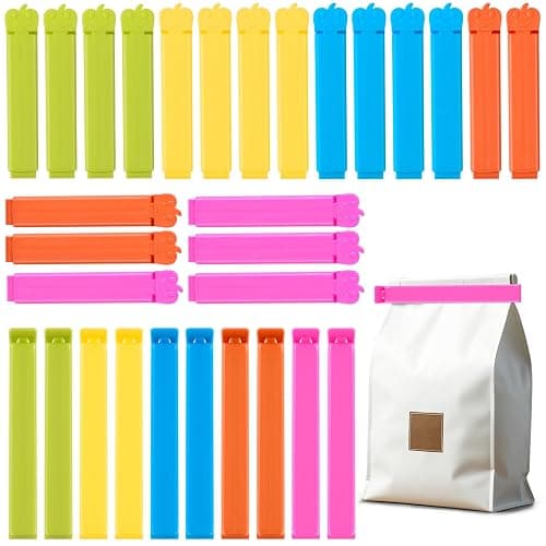 AiQInu 30 Pezzi Mollette Chiudi Sacchetti, Chiudi Sacchetti Cucina 7/11 cm, Clip Chiudi Sacchetti Riutilizzabile per Snack, Caffè, Caramelle, patatine e così via - Colori - 30PCS - Image 1