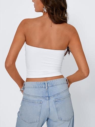 Trendy Queen Women's Strapless Bandeau Tube Tops Stretchy Butter Soft Summer 2026 thumbnail 4