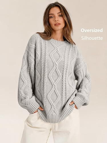 Trendy Queen Women's Oversized Cable Knit Sweaters 2026 Fall Outfits | Quiet Luxury Style, Chunky Knit Texture, Winter Holiday Outfit, Easy Layering Piece, Fall Fashion Staple thumbnail 3
