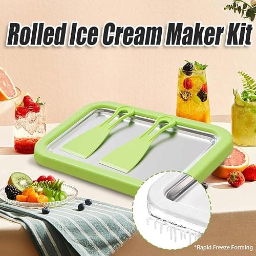 at-Home Rolled Ice Cream Maker Kit, Instant Ice Cream Maker with 2 Scrapers, Soft Serve, Slushies, Frozen Yogurt, Fruity Sorbet, and Gelato (White) Acrylic Woodland Creature thumbnail 7