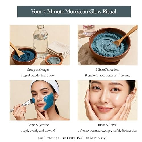 Moroccan Nila Blue Powder Mask,Natural Nila Blue Pow/der Face & Body&Hair Care for Hydrating & Soothing,Indigo Powder for Hair Care,Brightening & Soothing,Exfoliates for Glowing, Even-Toned Skin thumbnail 7