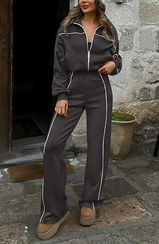 BTFBM Women's Two Piece Tracksuit Fall 2025 Long Sleeve Zip Up Sweatshirt Long Pants Outfits Jogger Sweatsuit Sets thumbnail 2
