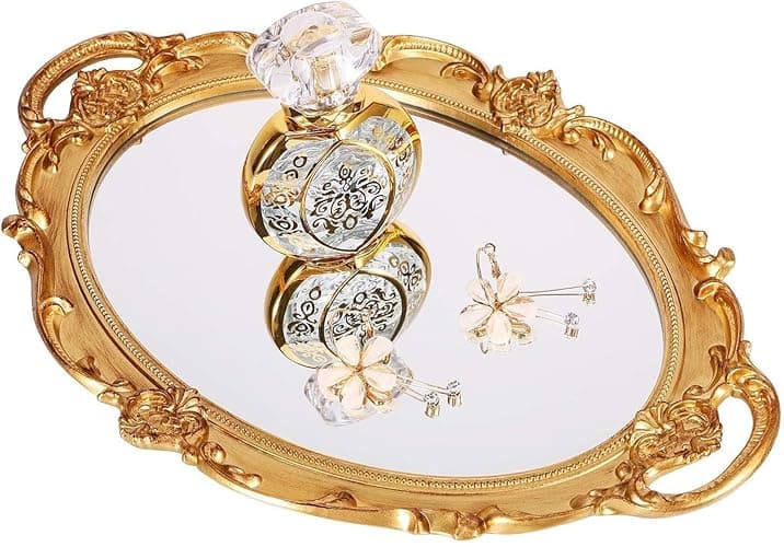 XPXKJ 7 Inch Vintage Heart Mirror - Elegant Desk Makeup Mirror with Double Sided 360 Degree Rotation Vanity Mirror for Coquette Room Decor (Beige 1pcs) - Beige thumbnail 2