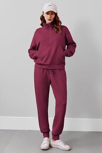 PINSPARK 2 Piece Sets for Women 2024 Fall Travel Outfits Long Sleeve Tracksuit Joggers Sets Half Zip Sweatsuit Matching Set thumbnail 4
