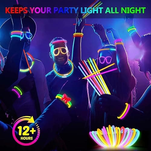 BUDI 467Pcs Glow Sticks Christmas Party Favors New Year Eve Party Supplies for Kids Adult Glow in the Dark 4th of July Accessories Neon Decors Glowsticks Bulk 8 Colors 8" with Connectors for Parties thumbnail 4
