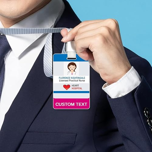 Custom Badge Buddy - Personalized Print Badge Buddy - Vertical - Print On Both Sides with Border - Durable and Water Resistant Ideal for Teachers, Nurses, Doctors, Security, Visitor, Healthcare thumbnail 2