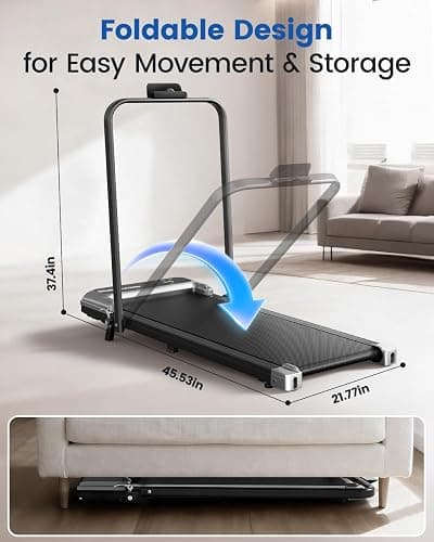 Walking Pad Treadmill with Handle Bar and Adjustable Incline, Compact Portable Treadmills for Home Office, 2.5HP Quiet Anti-Slip Under Desk Treadmills, 0.6-3.8 MPH Remote Speed Control thumbnail 7