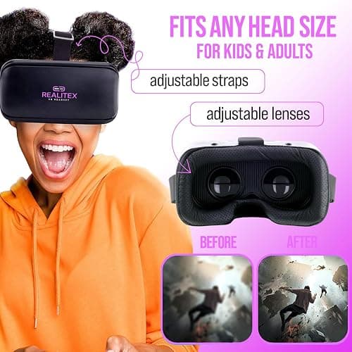 REALITEX 3D VR Headset for Kids + Android Remote - for iPhone & Android Phones | with 3D VR Videos & Apps Links | Virtual Reality Goggles Set for Beginners thumbnail 5