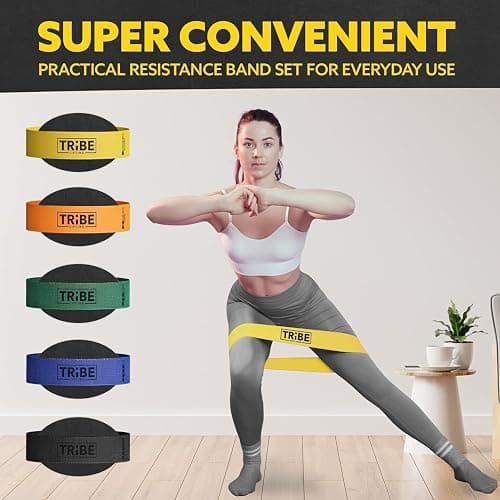 Tribe Lifting Fabric Resistance Bands for Glutes & Legs | 5 Fabric Workout Bands Set | Thick Booty Bands for Squats, Lunges, Hip Training, Physical Therapy & Home Workouts thumbnail 7